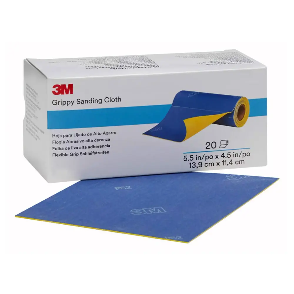 3M Grippy Sanding Cloth P320 - P2000 Choose Grit 140Mm X 114Mm X 20 Pack Box 1