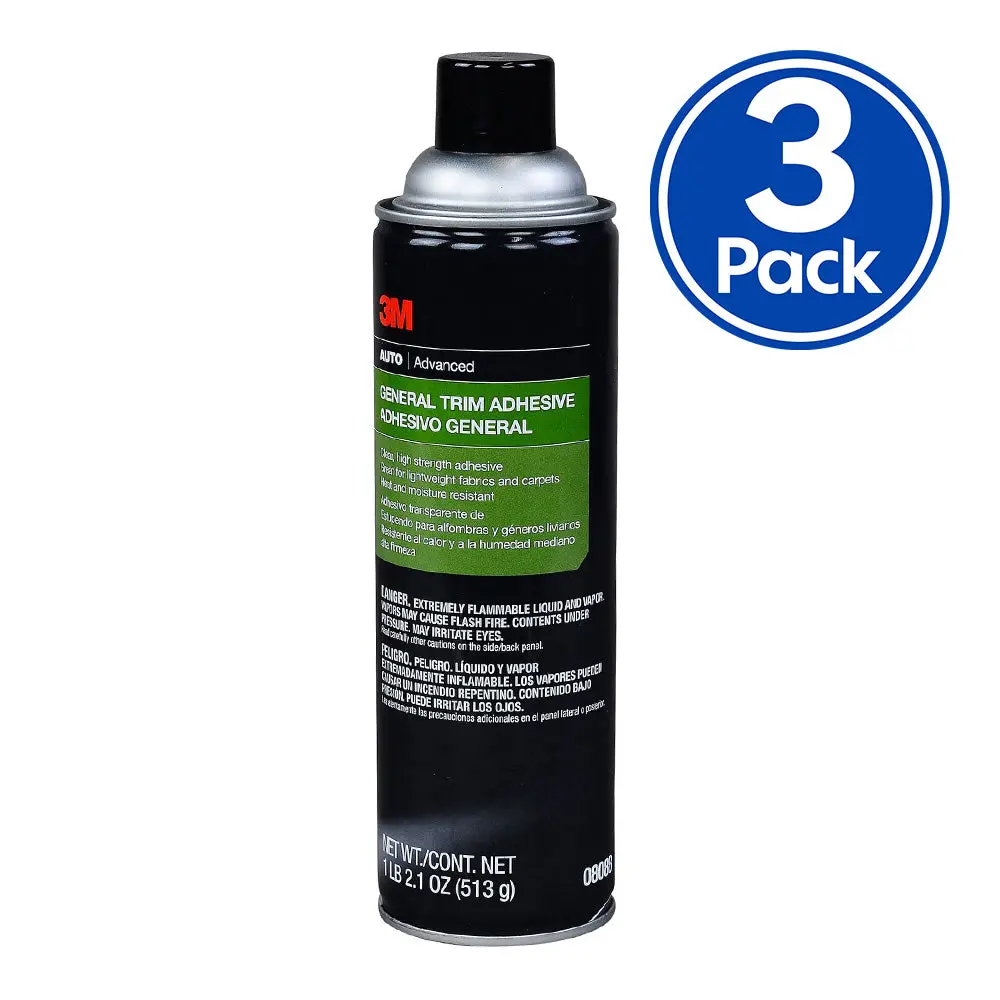 3M 08088 General Trim Adhesive 513G X 3 Pack Aerosol Auto Car Body Repair Bond 1