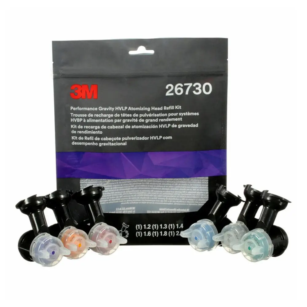 3M 26730 Performance Gravity Hvlp Atomizing Head Variety Tip Pack 1.2Mm - 2.0Mm 1