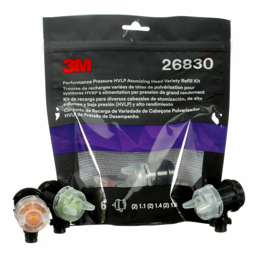 3M 26830 Performance Pressure Hvlp Atomising Head Variety Kit 1.1Mm 1.4Mm 1.8Mm 1