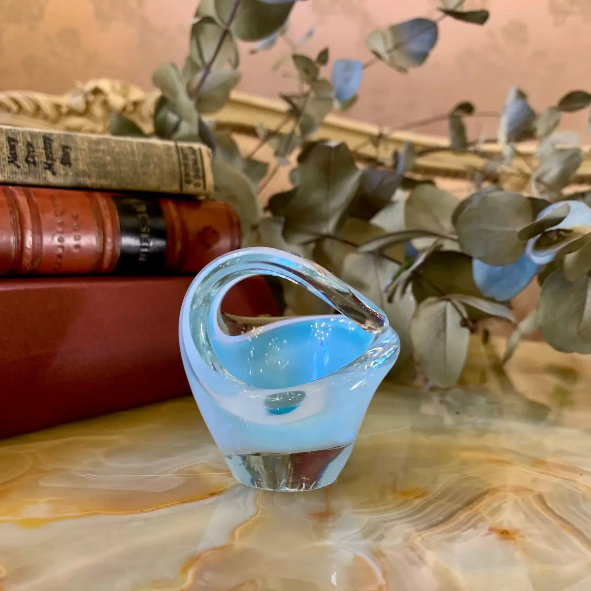 Cute Powder Blue Murano Basket 1