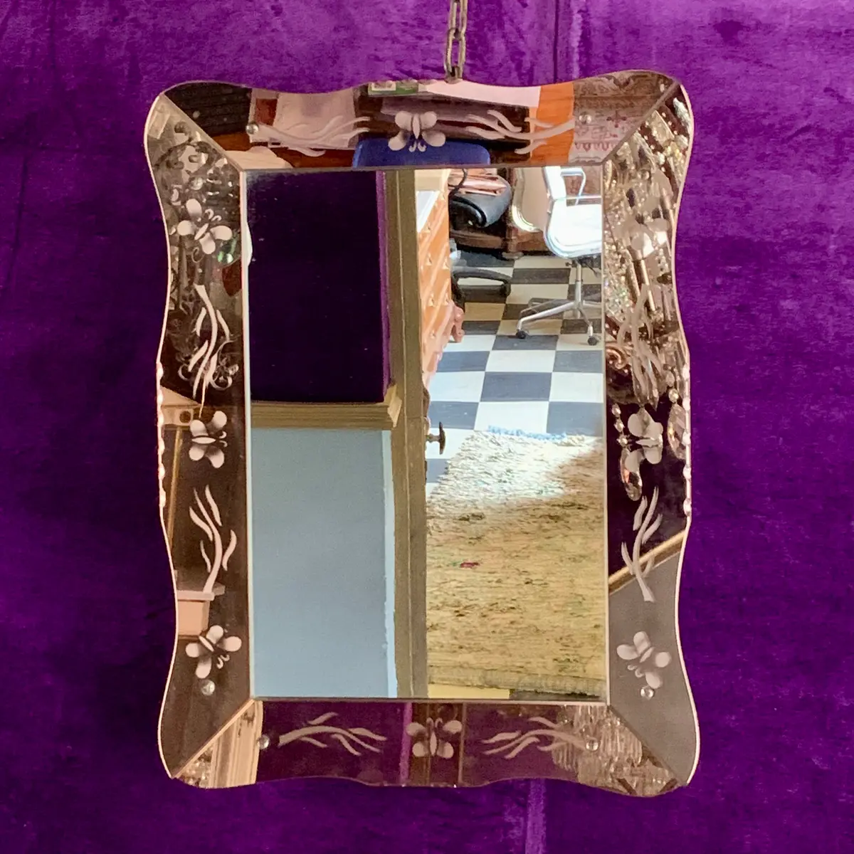 Art Deco Venetian Glass Rose Gold Mirror 1