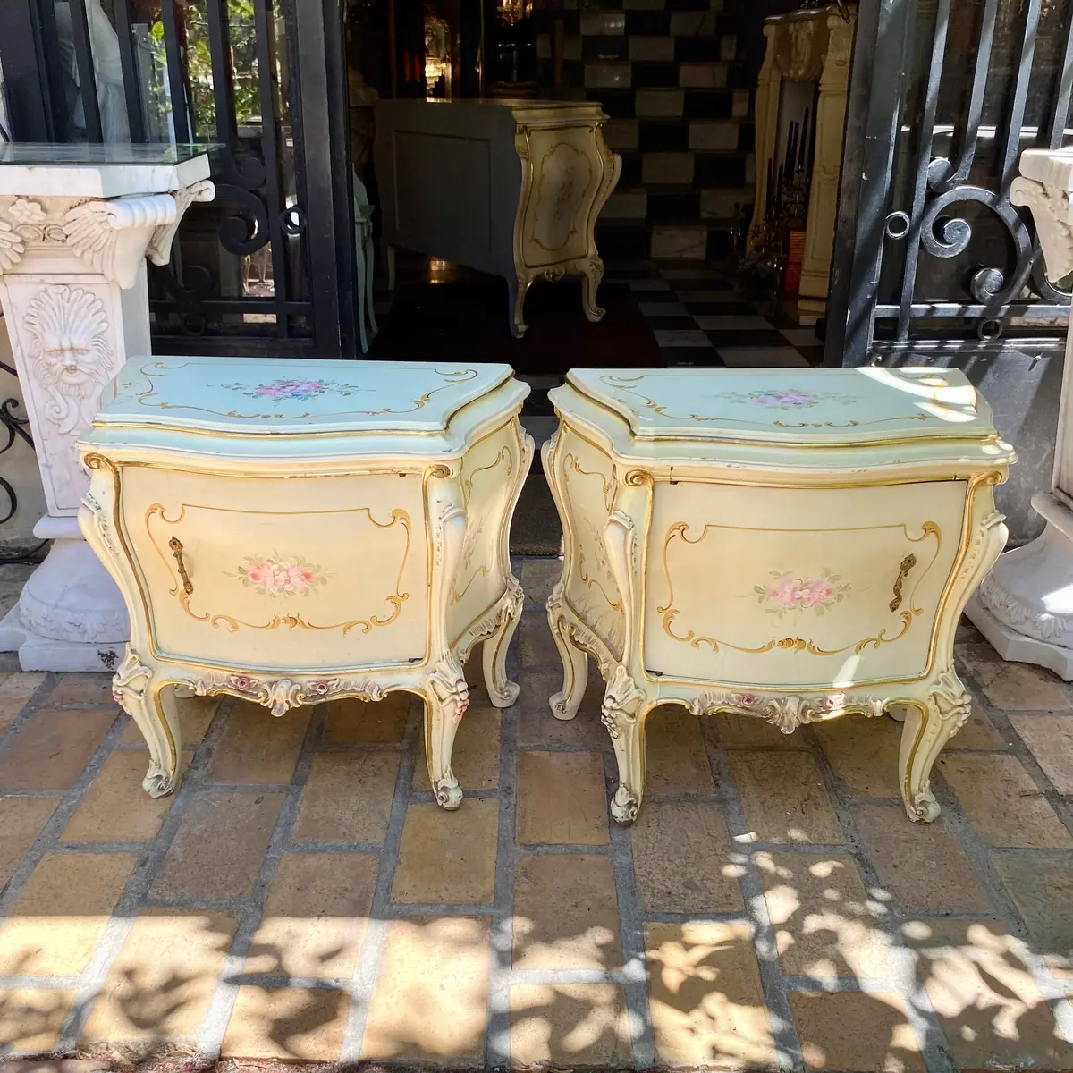 Beautiful Vintage Italian Gilt Bedside Pedestals - Sold 1