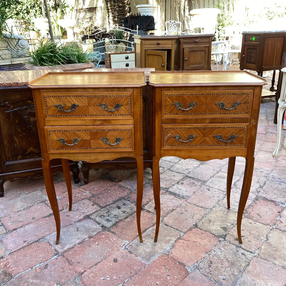 Stunning Pair Of Antique Cherry Wood Bedside Pedestals - Sold 1