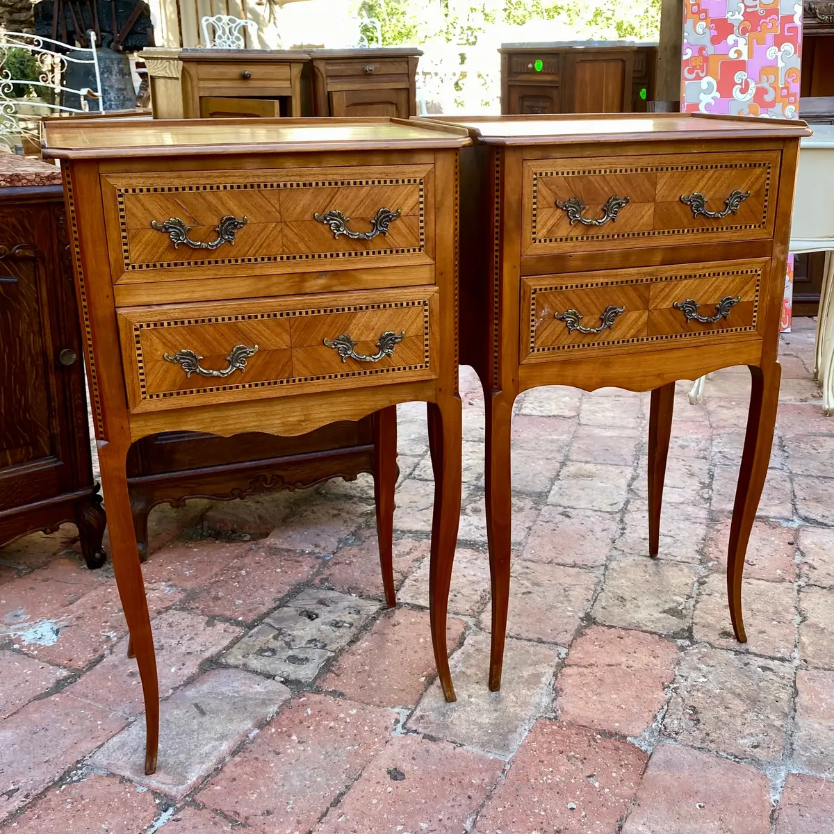 Stunning Pair Of Antique Cherry Wood Bedside Pedestals - Sold 2