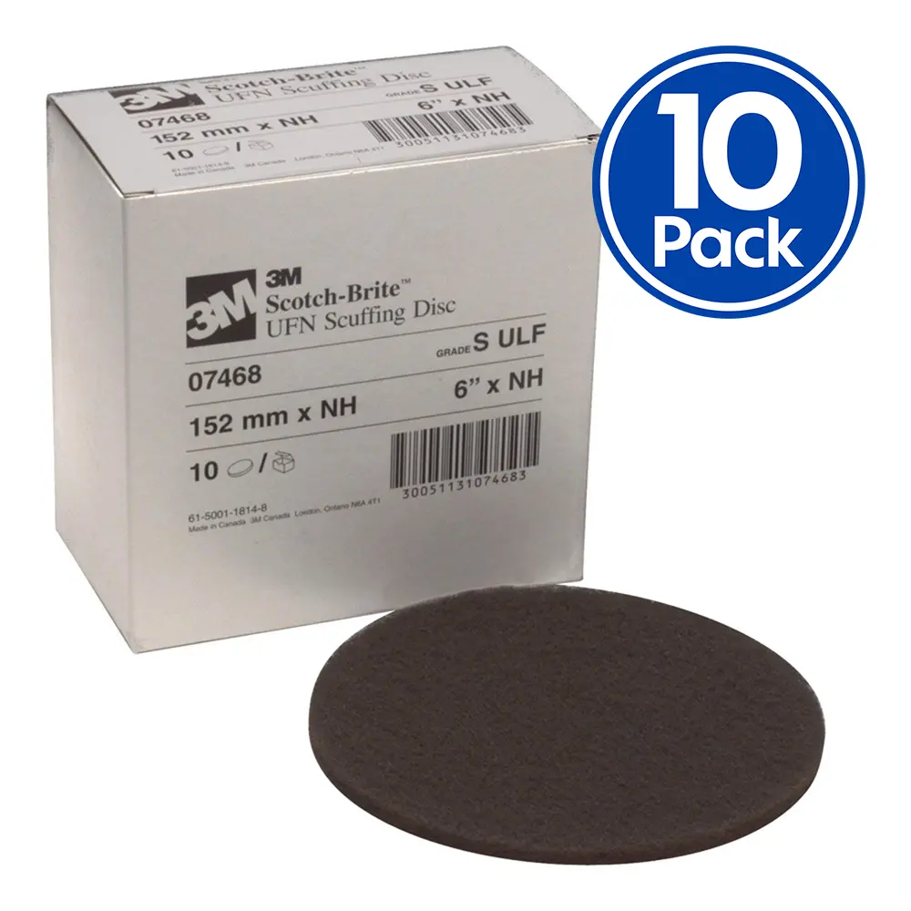 3M 07468 Scotch-Brite Scuffing Disc Ultra Fine 6" 150Mm X Nh X 10 Pack Box 1