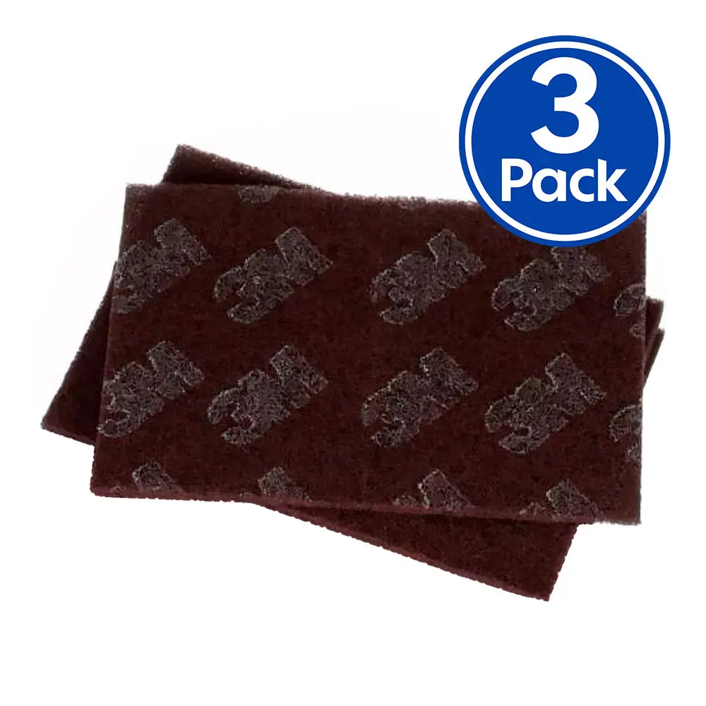 3M 8447 Scotch Brite Production Hand Pads 150Mm X 230Mm Maroon X 3 Pack 1