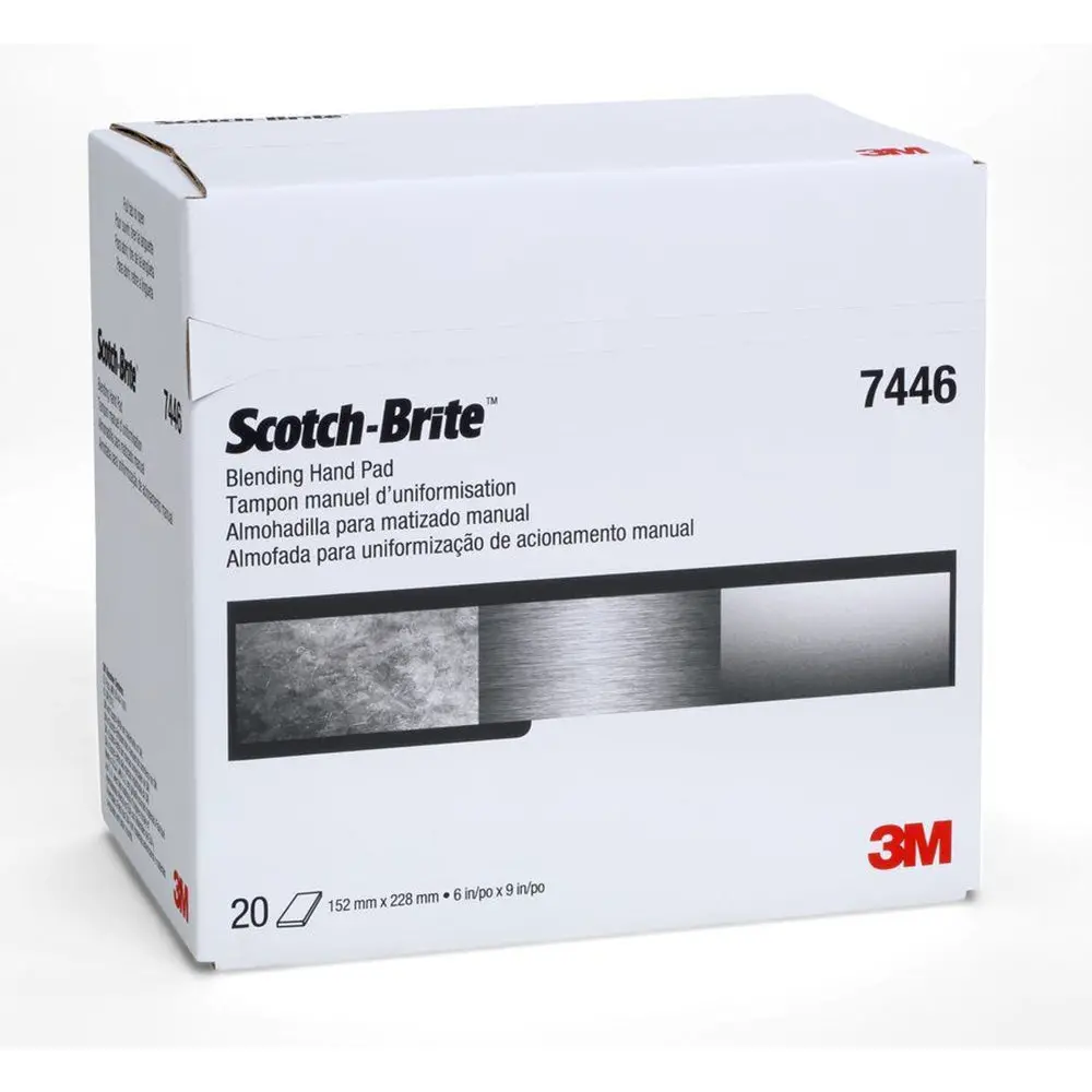 3M 7446 Scotch Brite Grey Blending Hand Pad 150Mm X 230Mm X 20 Pack 2
