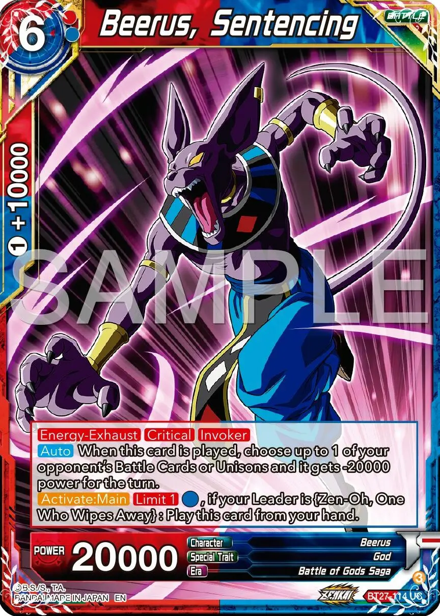 Beerus, Sentencing (Bt27-114) [History Of Z] 1