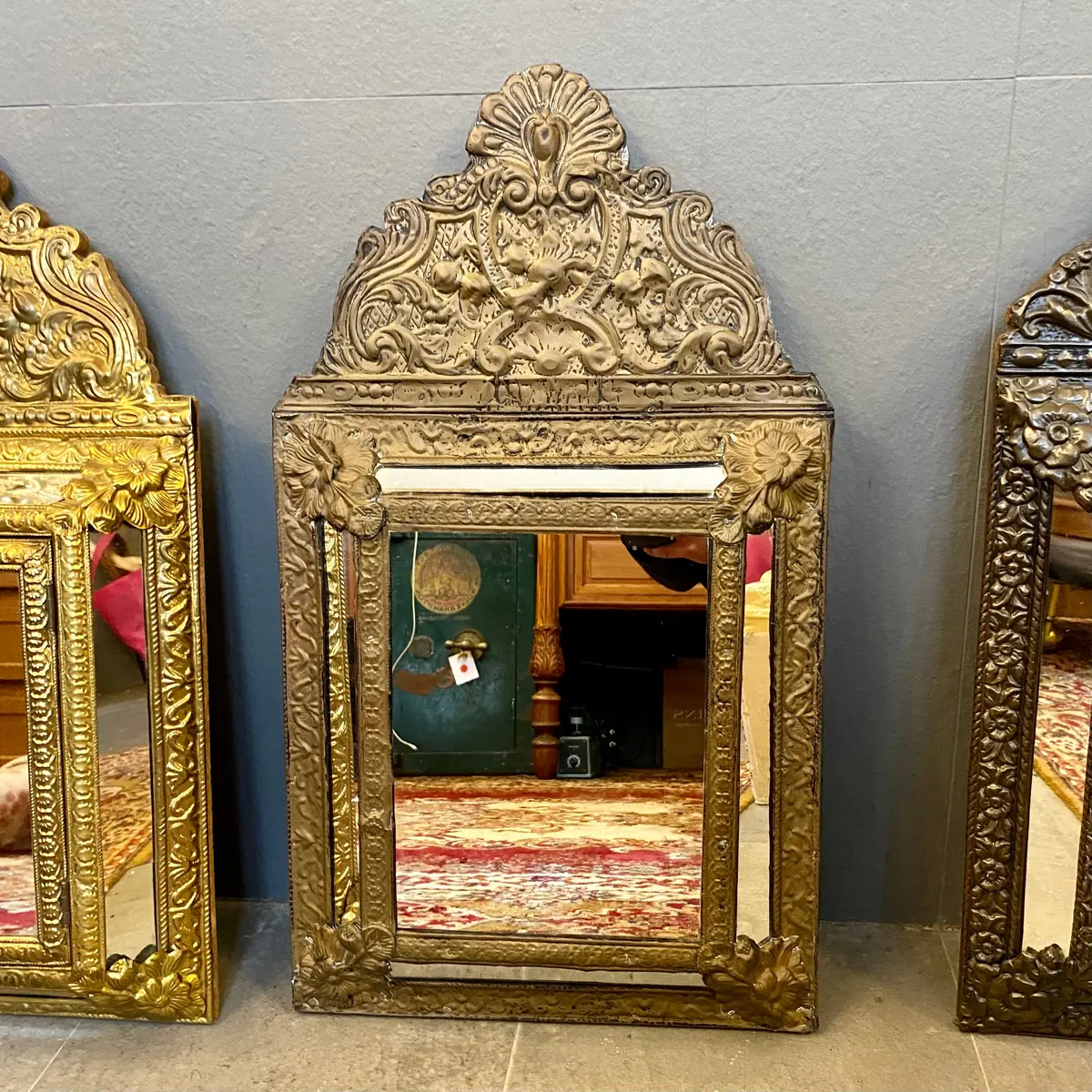Antique Pressed Brass Mirror 1