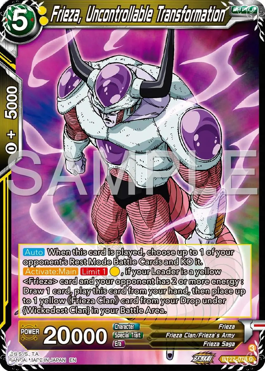 Frieza, Uncontrollable Transformation (Bt27-078) [History Of Z] 1