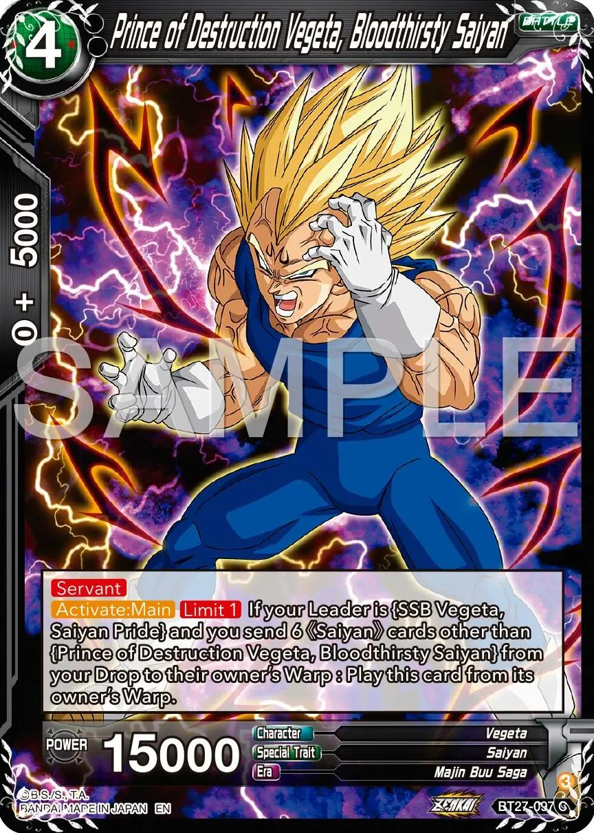 Prince Of Destruction Vegeta, Bloodthirsty Saiyan (Bt27-097) [History Of Z] 1