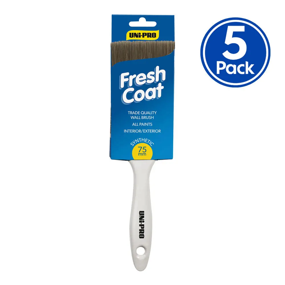 Uni-Pro Fresh Coat Synthetic Paint Brush 75Mm 5 Pack 1