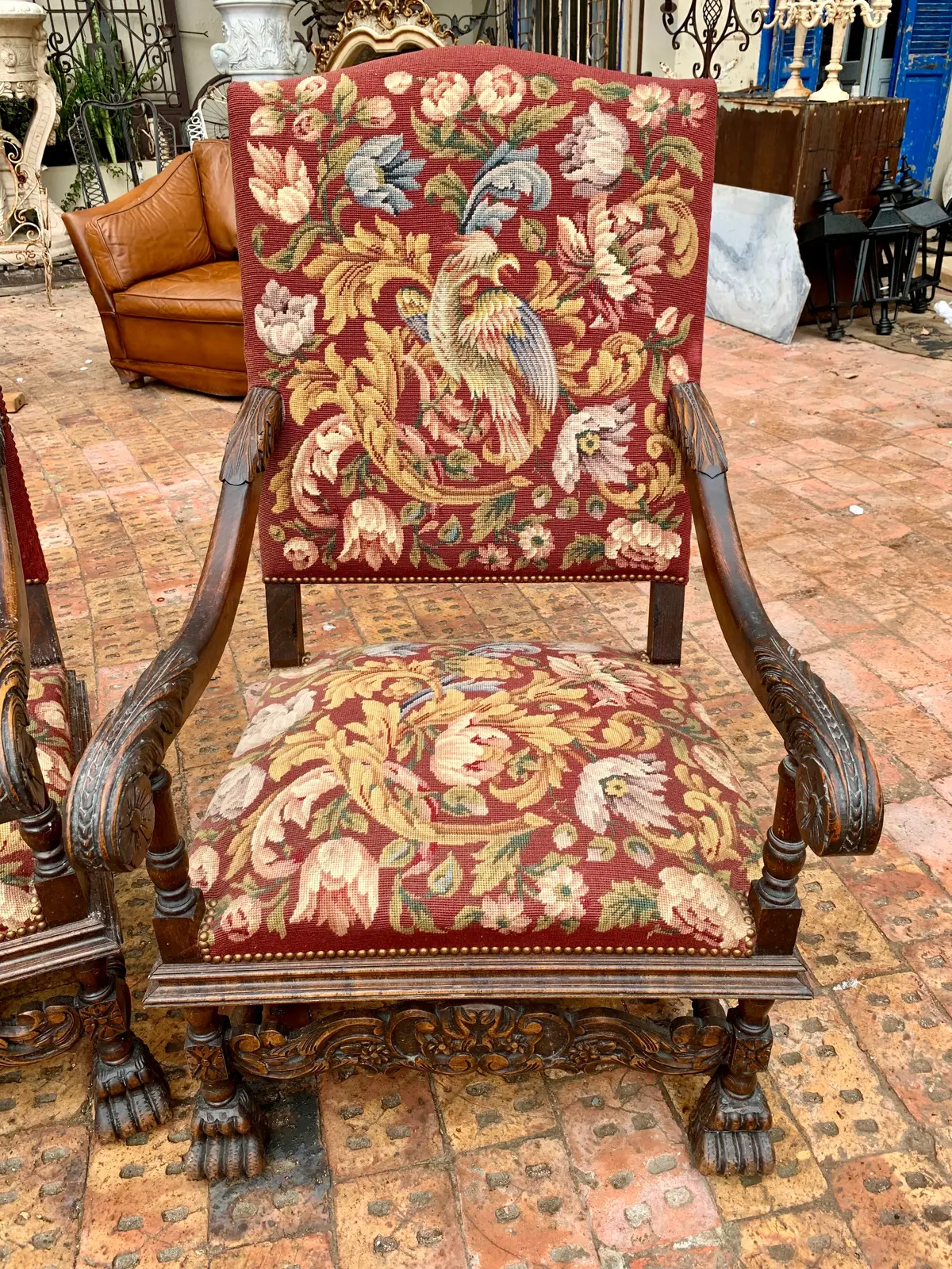 Antique Pair Of Large Armchairs - Sold 2
