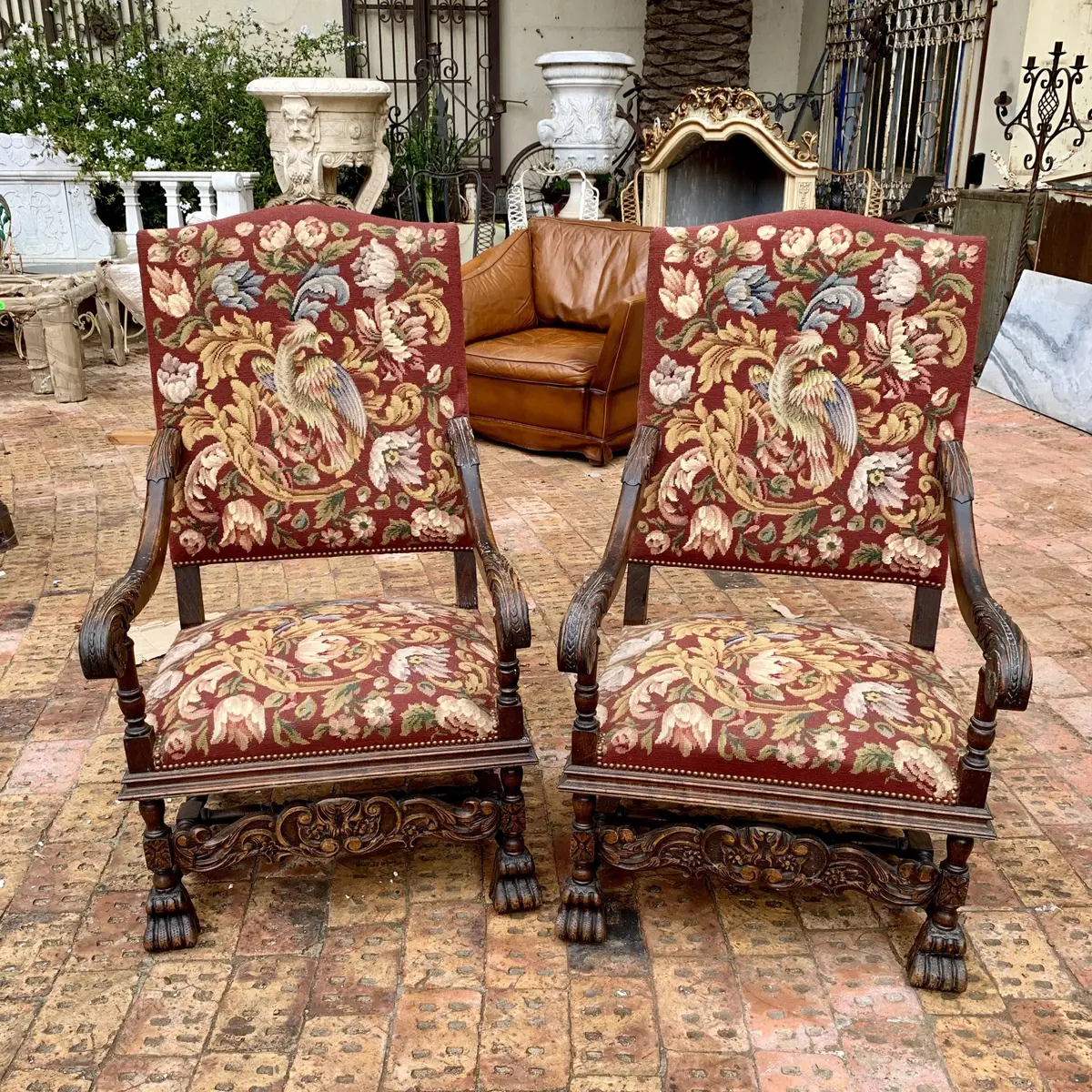Antique Pair Of Large Armchairs - Sold 1