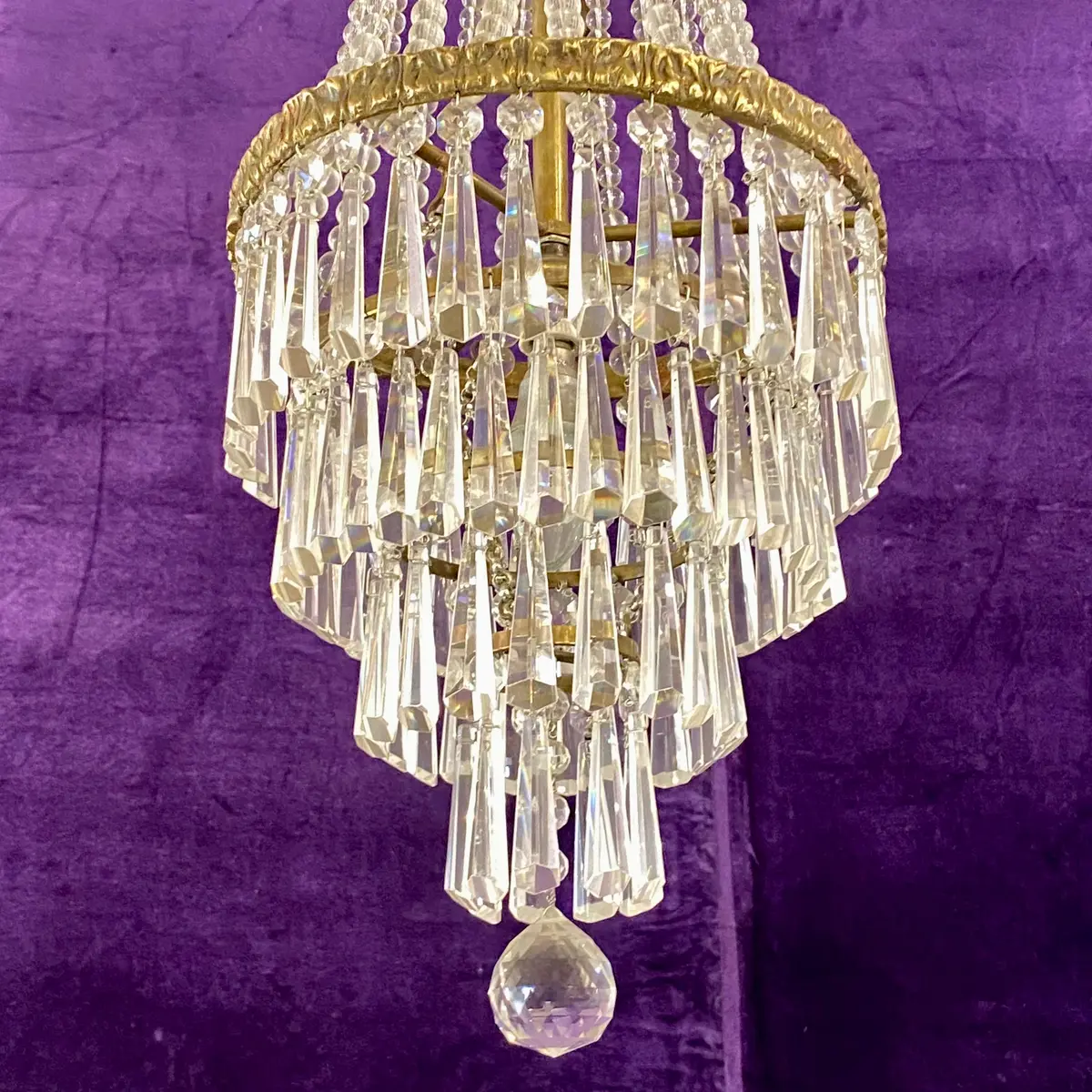 Crystal And Brass Neoclassical With Waterfall Crystals 2