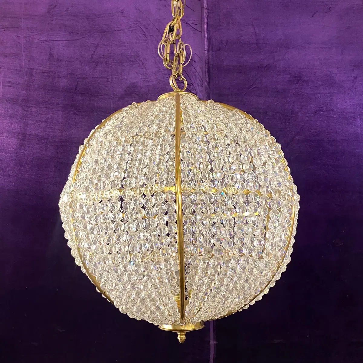 Polished Brass Pendant With Crystal Beads - Sold 1