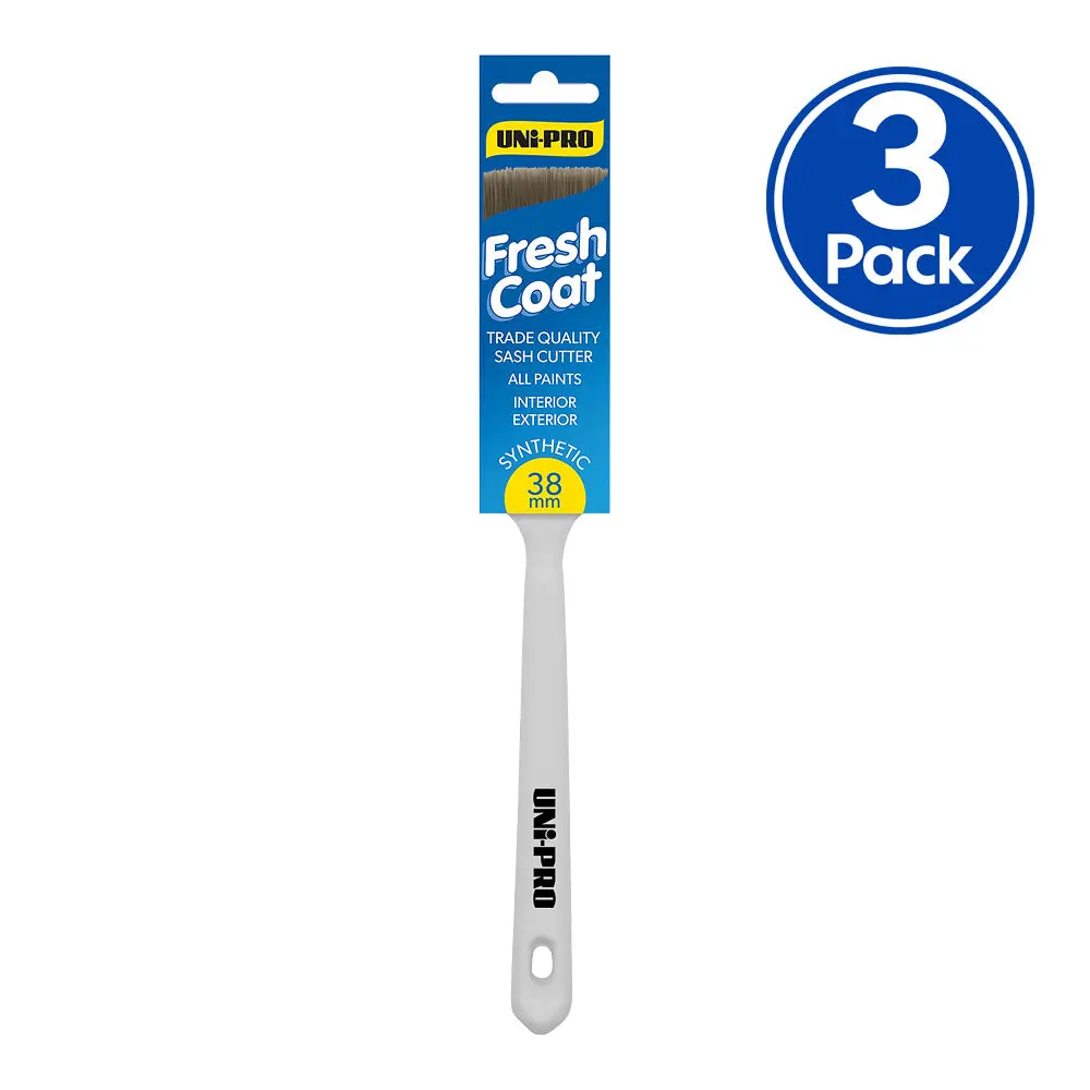 Uni-Pro Fresh Coat Synthetic 63Mm Sash Cutter Angled Paint Brush 3 Pack 1