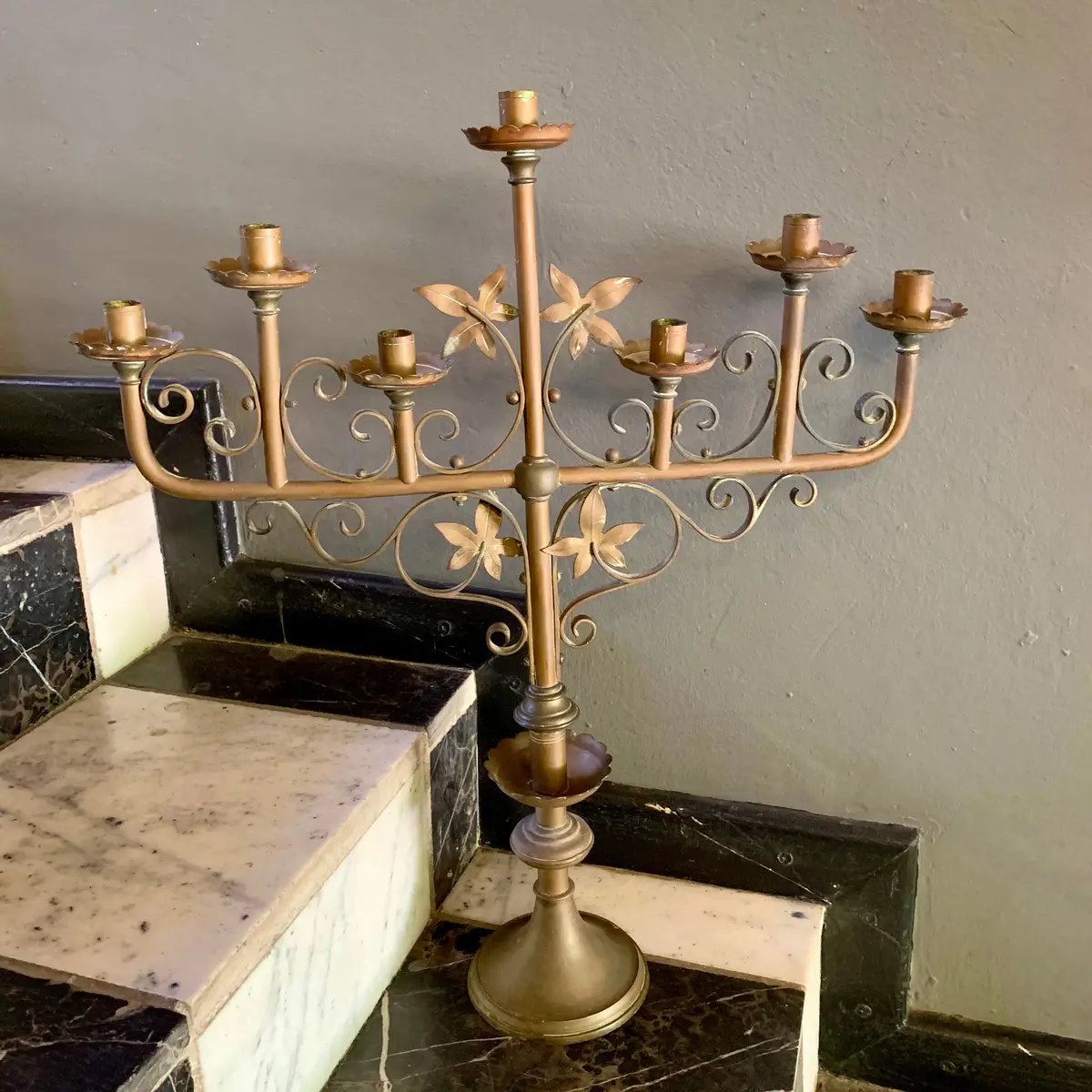 Lovely Patinated Brass Candelabra 1