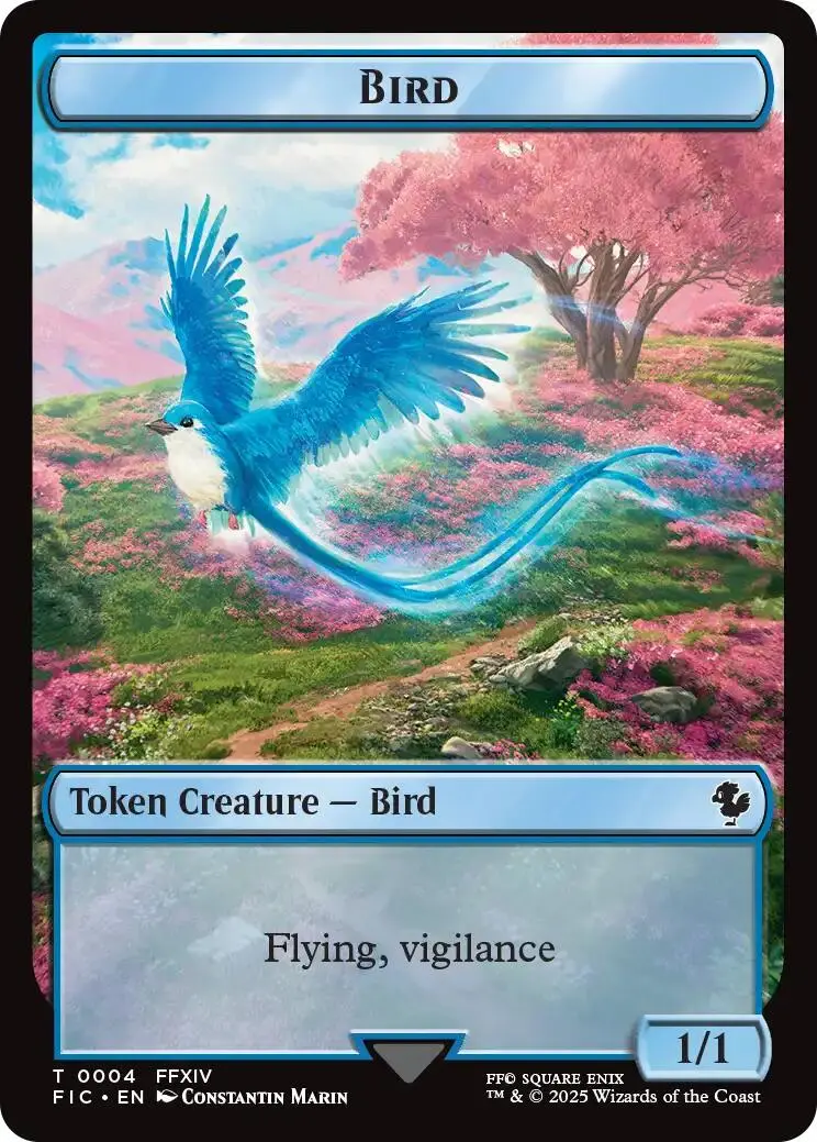 Bird // Hero (0028) Double-Sided Token (Surge Foil) [Final Fantasy Commander Tokens] 1