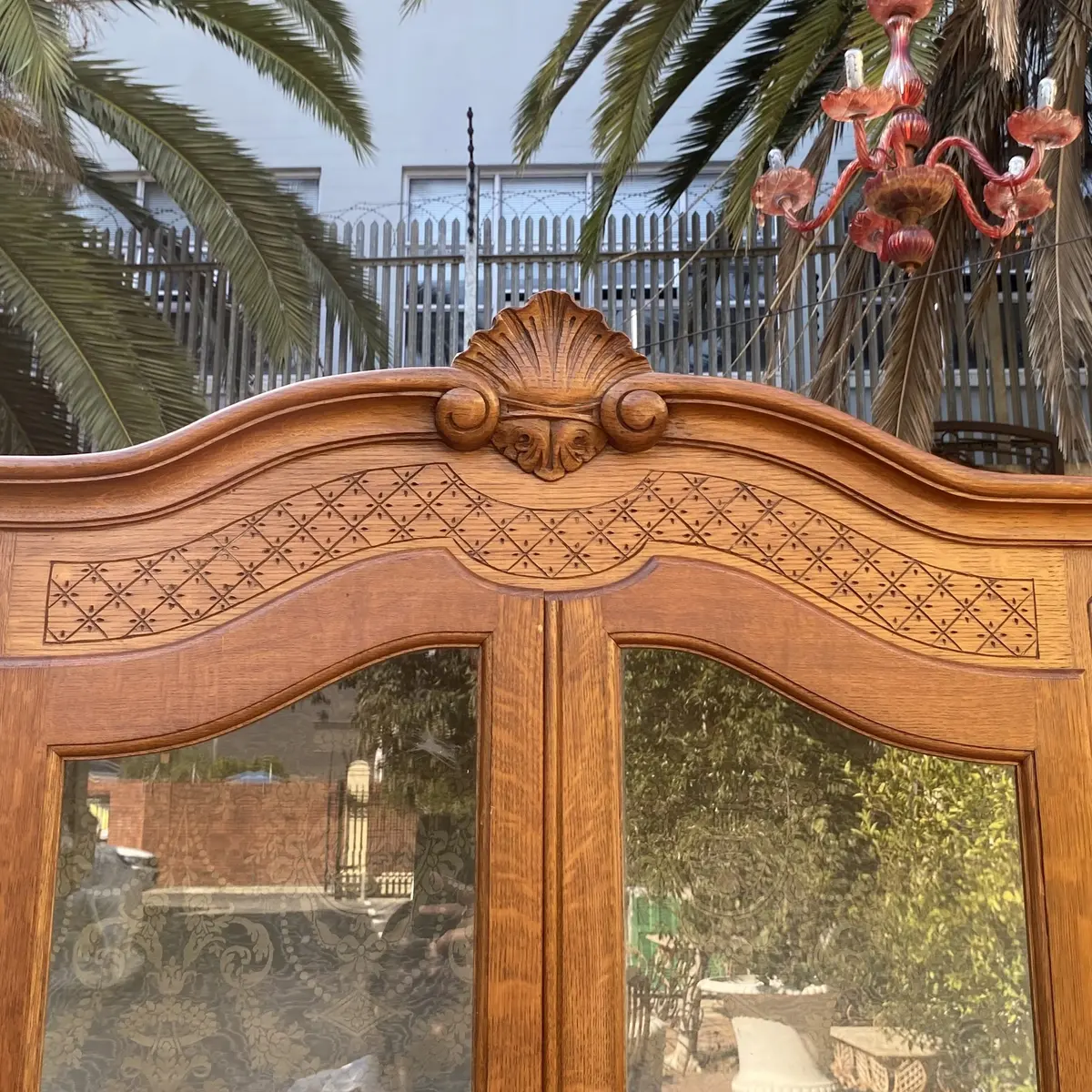 Antique Carved French Oak Display Cabinet With Snails Feet 2