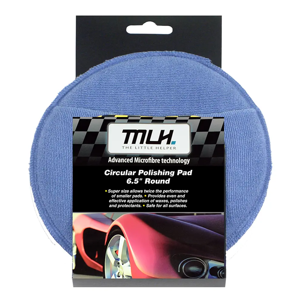 Mlh Microfibre Circular Applicator Pad 6.5" With Hand Pocket Paint Polish Wax 1