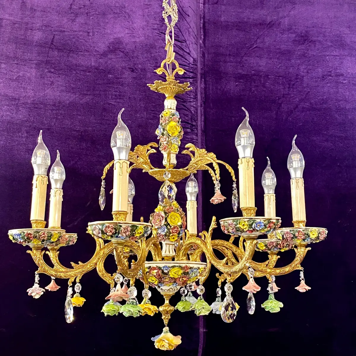 A Delicate And Ornate Capodimonte Chandelier - Sold 1