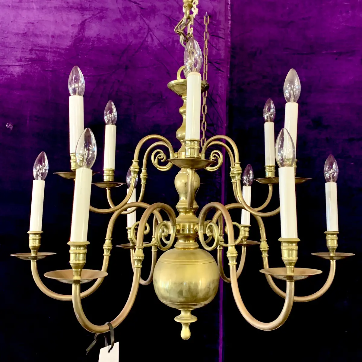 Antique Brass Double Tier Flemish Chandelier - Sold 2