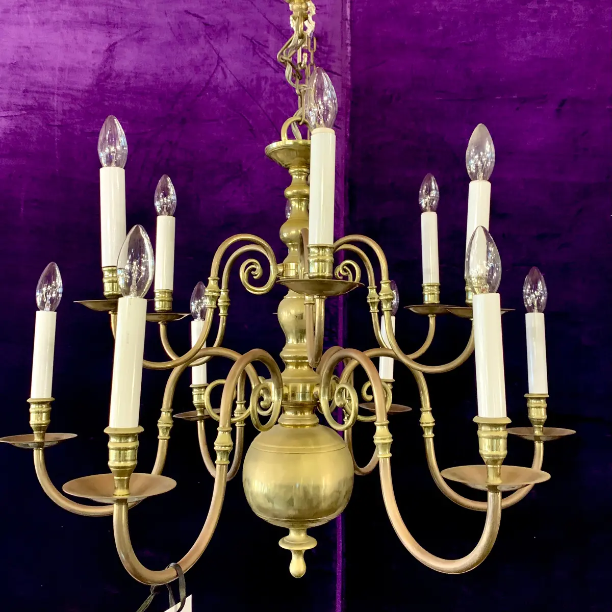 Antique Brass Double Tier Flemish Chandelier - Sold 1