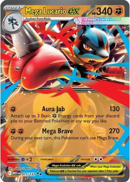 Mega Lucario Ex (077/132) [Mega Evolution: Base Set] 1