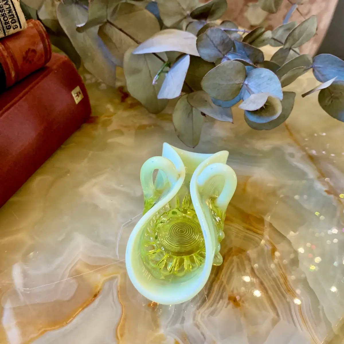 Sweet And Petite Pastel Yellow Murano Basket - Sold 2
