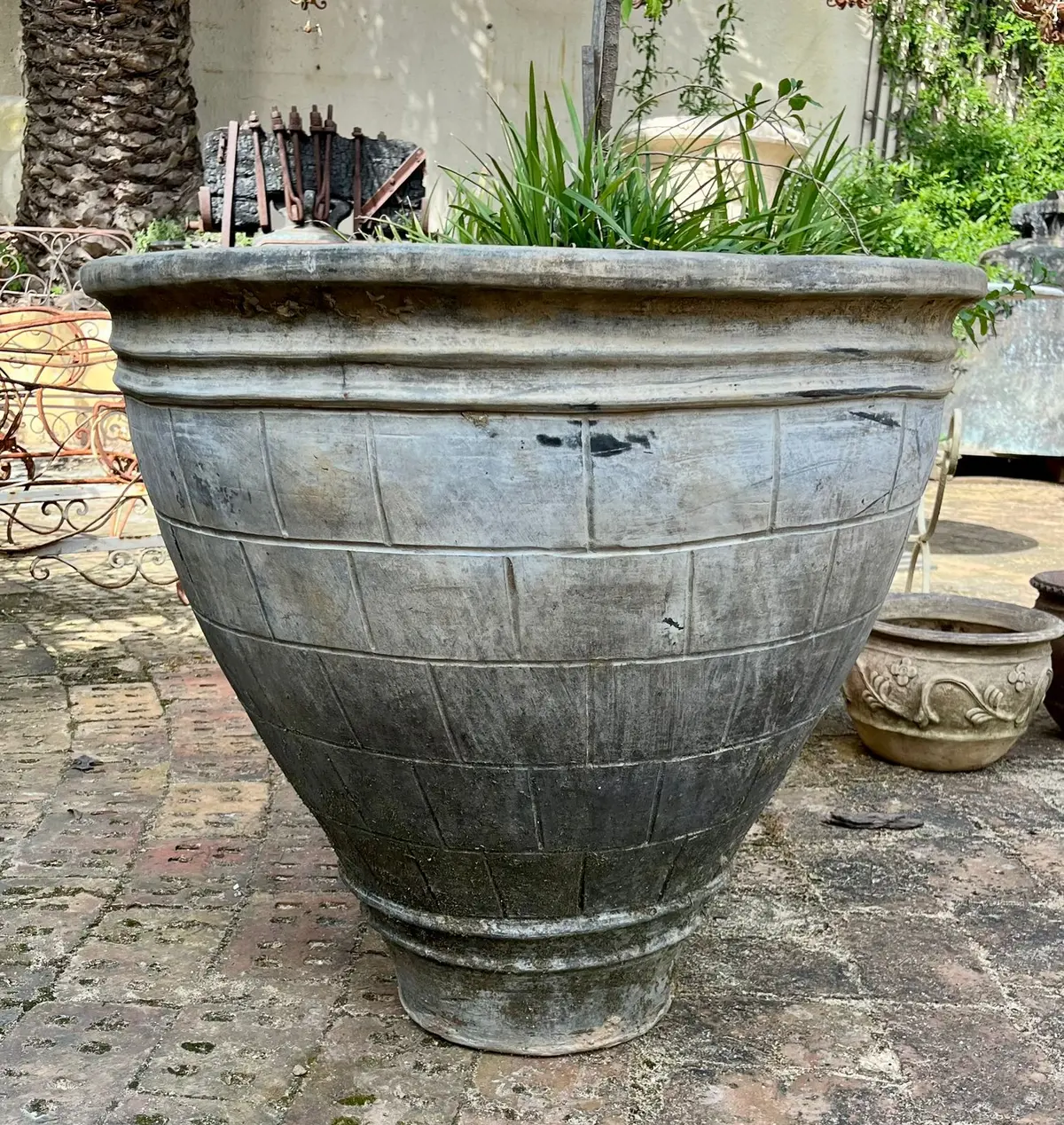 Large Weathered Grey Terracotta Pot 1