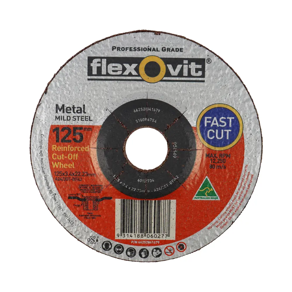 Flexovit Metal Cut Off Wheels Discs 10 Pack 125Mm X 3.4Mm X 22.23Mm 1