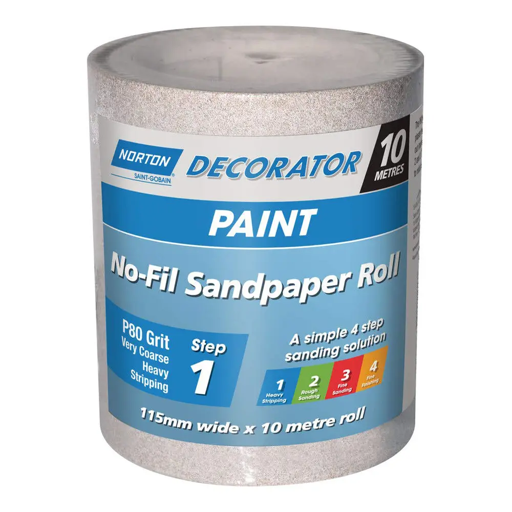 Norton No-Fil A259 Sandpaper Roll P80 115Mmx10m Coarse Paint Decorator 1