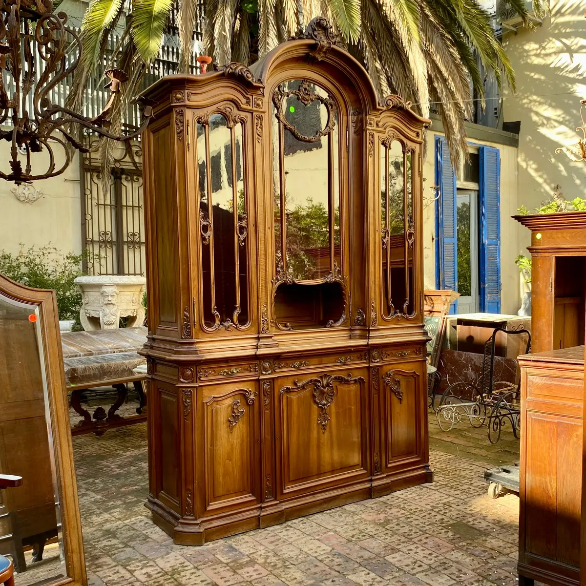 Incredible Antique Art Nouveau Walnut Display Unit 1
