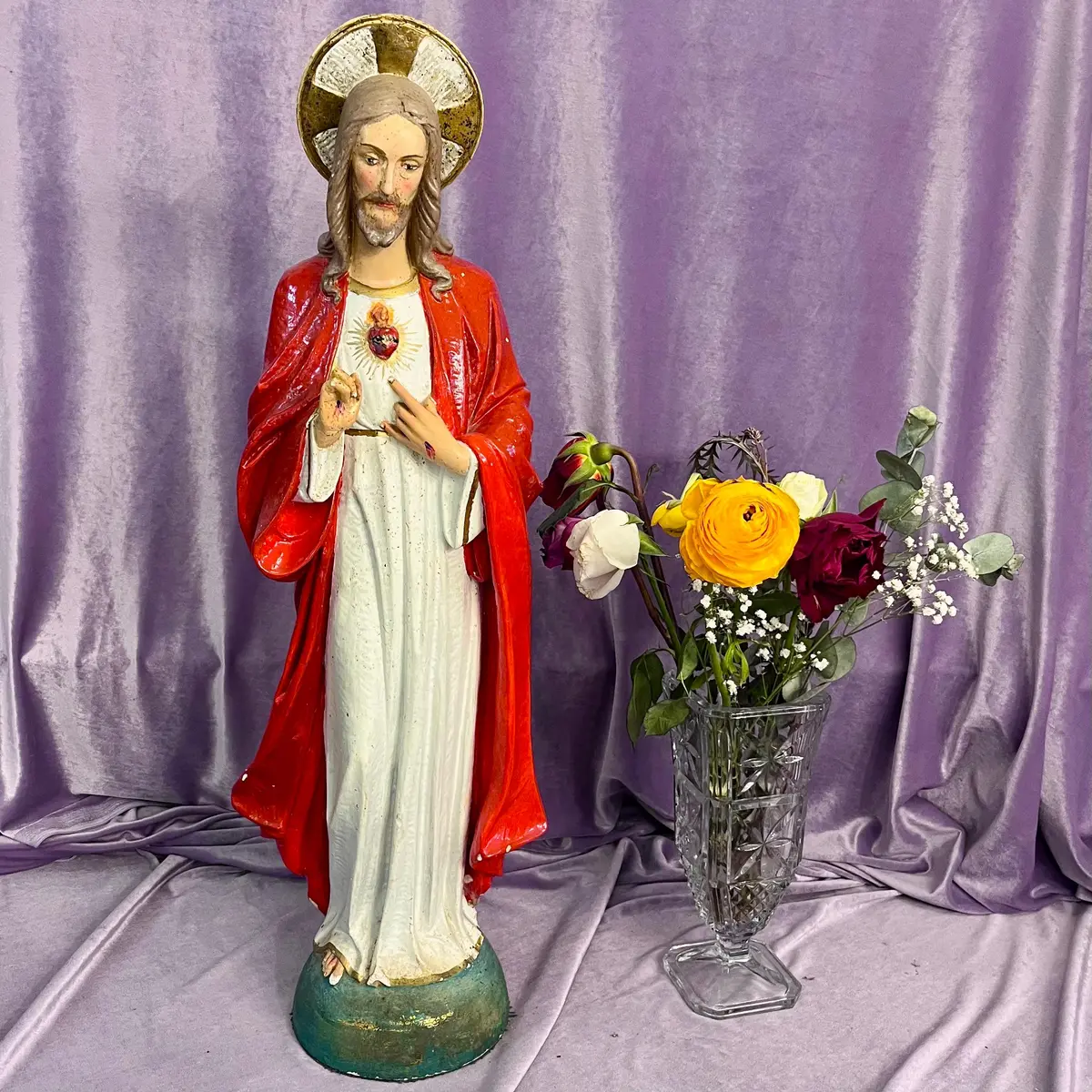 Haloed Sacred Heart Of Jesus Sculpture 1