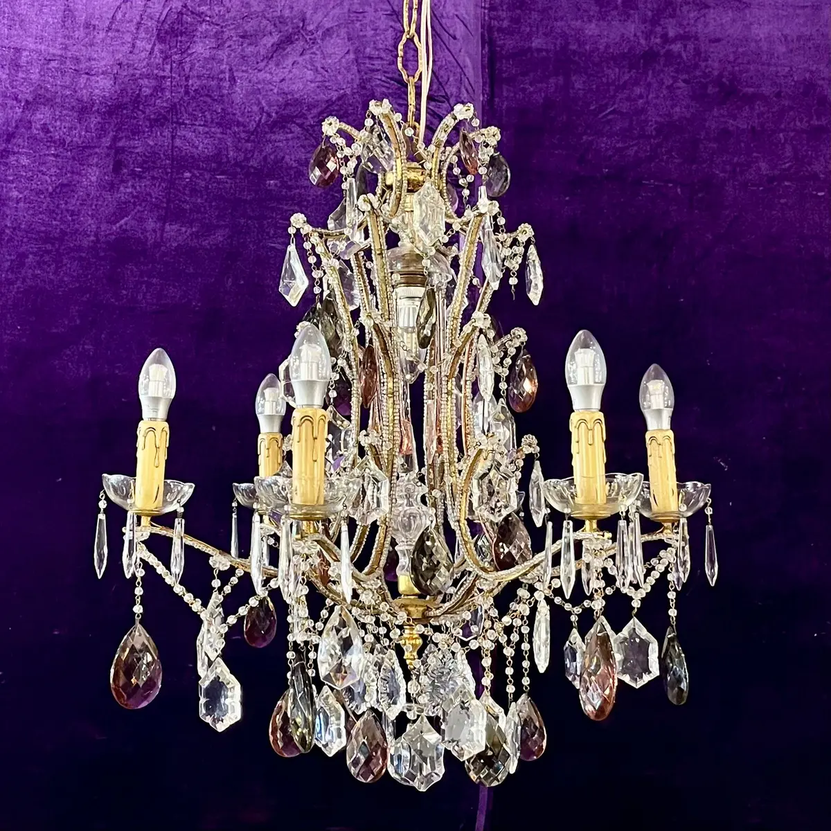 Venetian Glass And Antique Crystal Chandelier 1