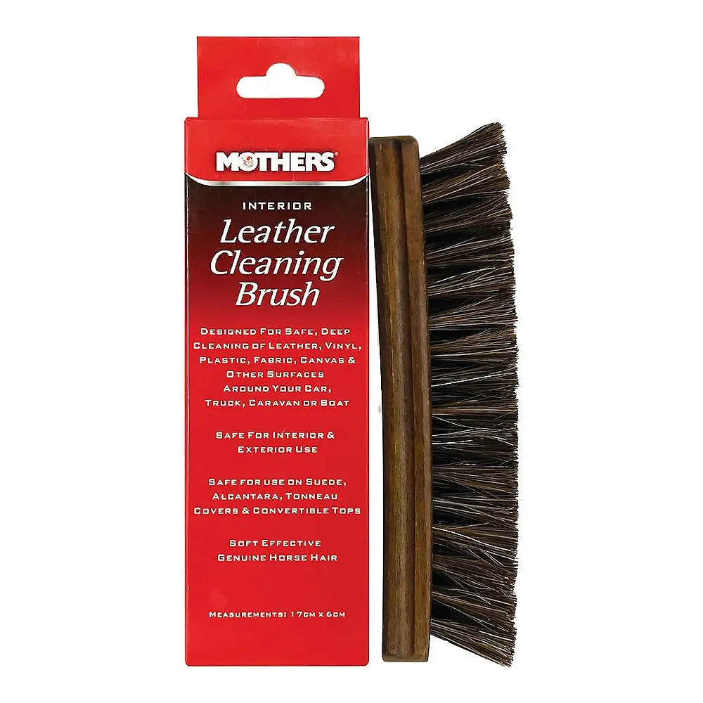 Mothers Leather & Interior Cleaning Brush Interior Wood Handle Soft Horse Hair Bristles 1
