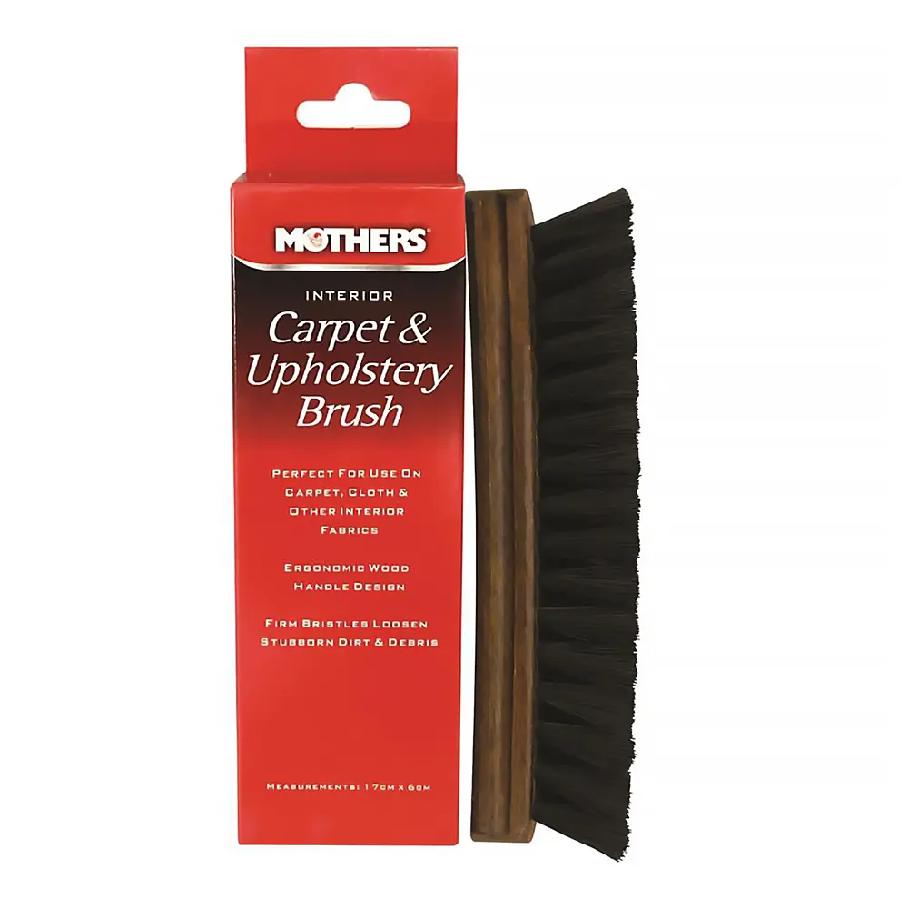 Mothers Carpet & Upholstery Cleaning Brush Interior Wood Handle Firm Plastic Bristles 1