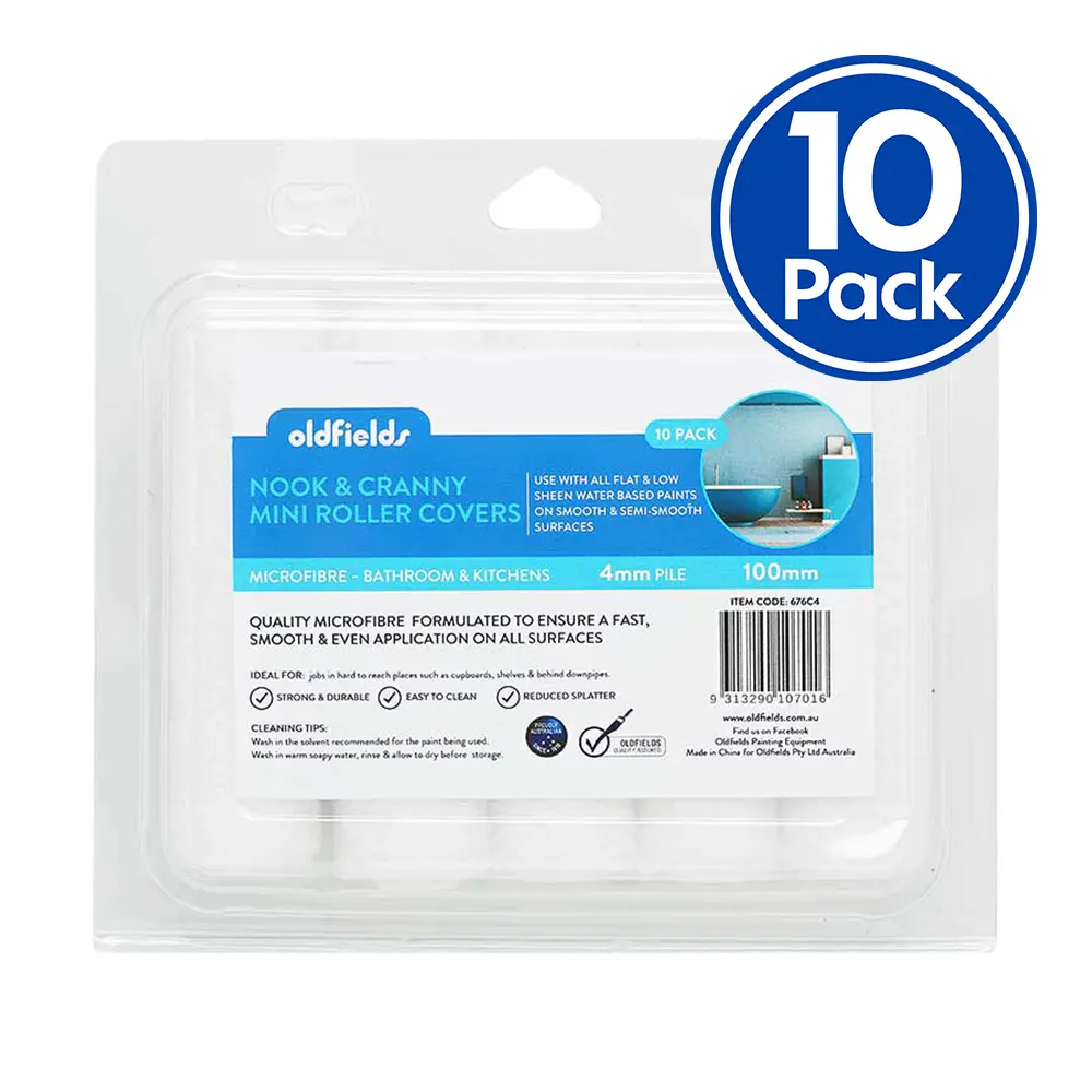 Oldfields Nook & Cranny Microfibre Paint Roller Covers 4Mm X 100Mm X 10 Pack Cover 1