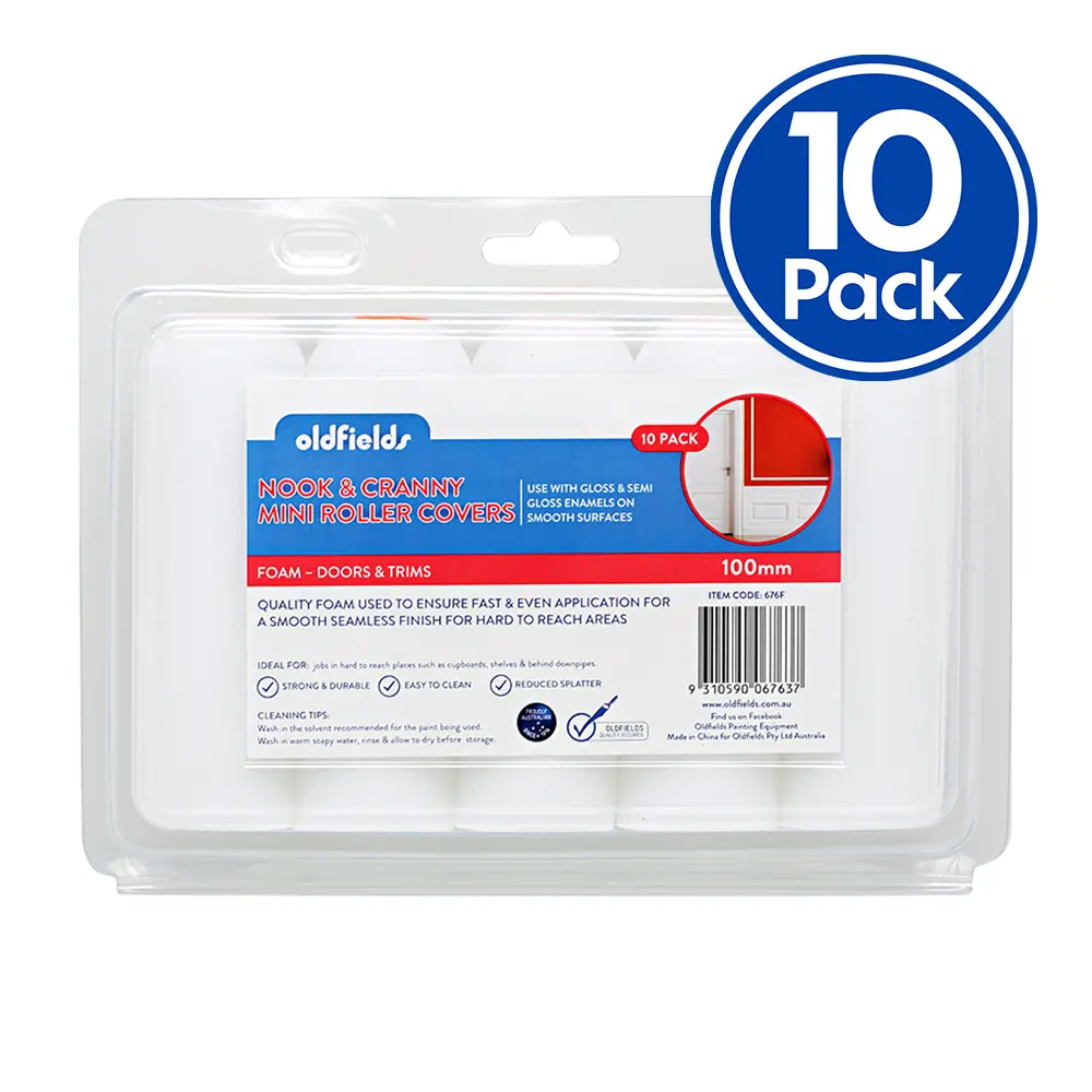 Oldfields Nook & Cranny Foam Paint Roller Covers 100Mm X 10 Pack Cover 1