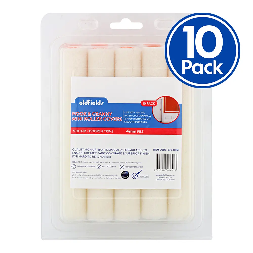 Oldfields Nook & Cranny Mohair Paint Roller Covers 4Mm X 100Mm X 10 Pack Cover 1