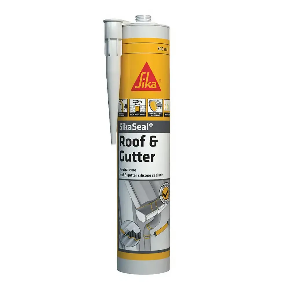 Sika Sikaseal Roof & Gutter Clear Waterproof Silicone Sealant 300Ml Cartridge 1