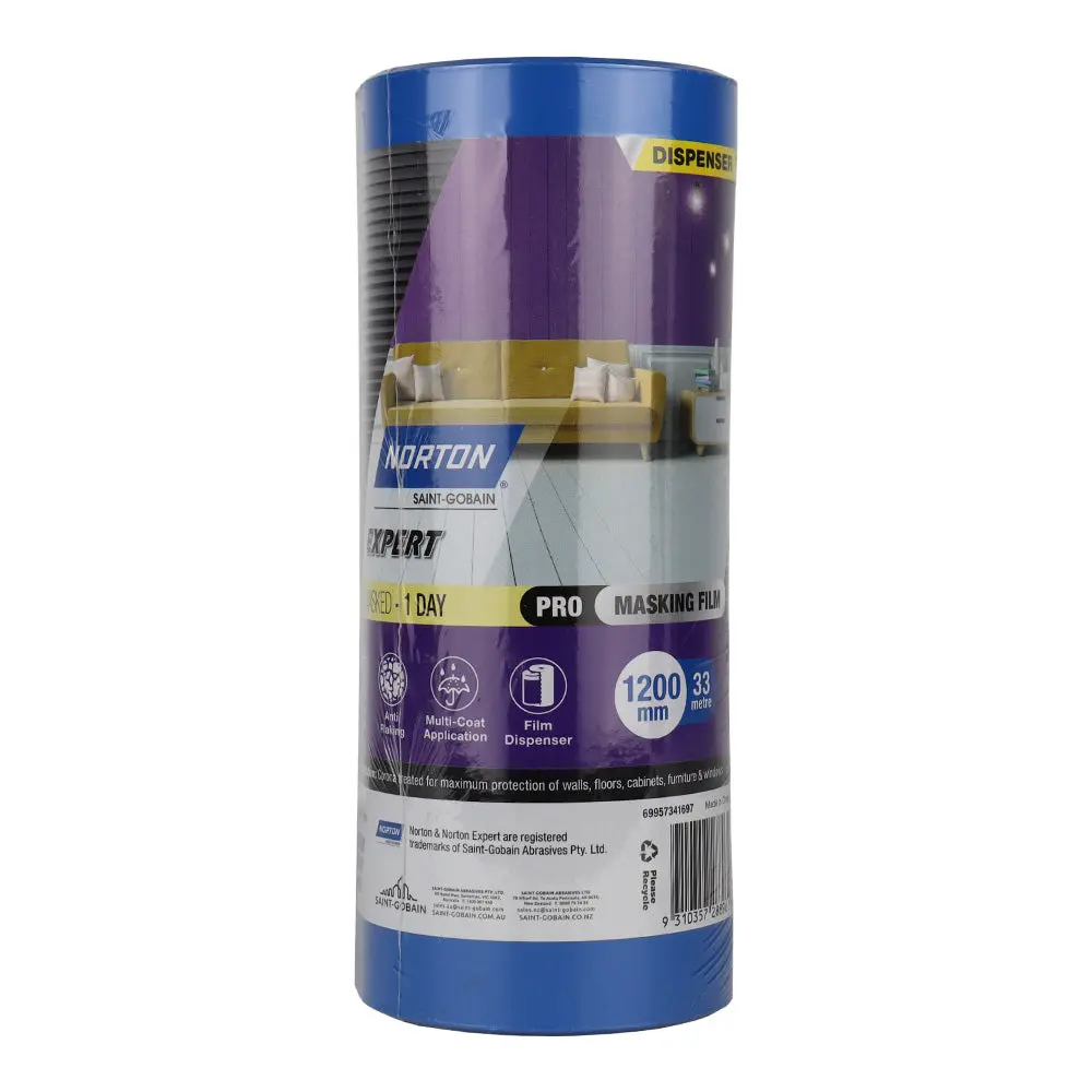 Norton Premasked Film Dispenser 1200Mm X 33M Plastic Drop Sheet Painting 1