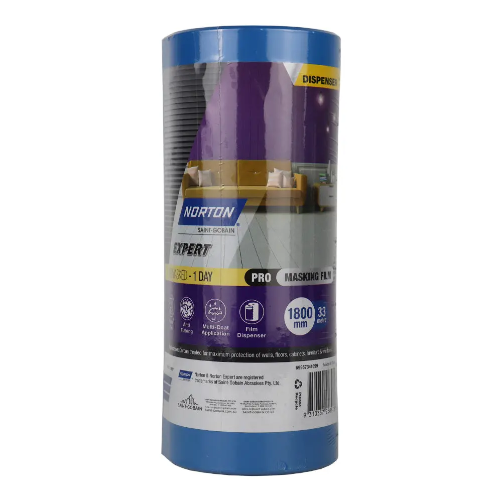 Norton Premasked Film Dispenser 1800Mm X 33M Plastic Drop Sheet Painting 1