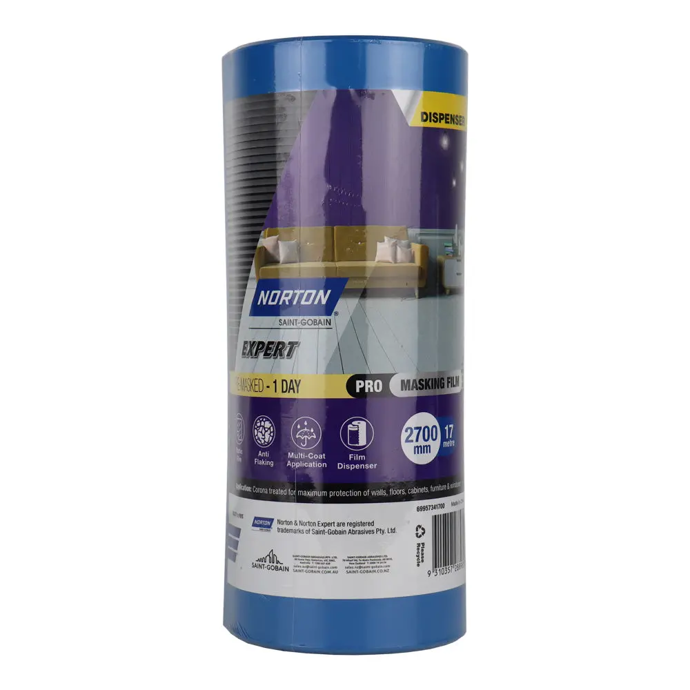 Norton Premasked Film Dispenser 2700Mm X 17M Plastic Drop Sheet Painting 1