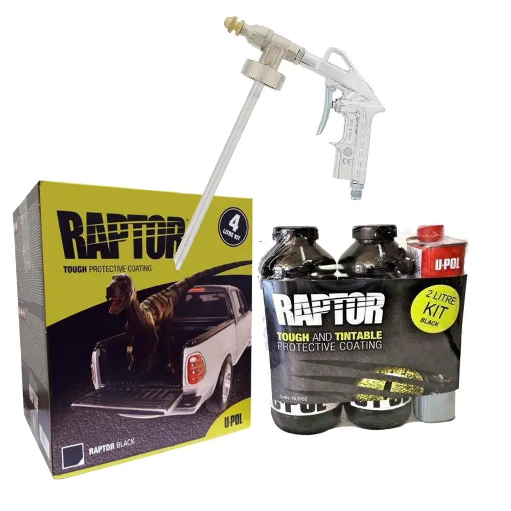 Upol Raptor Black Tough Bed Liner Kit 6L + Professional Vari-Nozzle Spray Gun 1