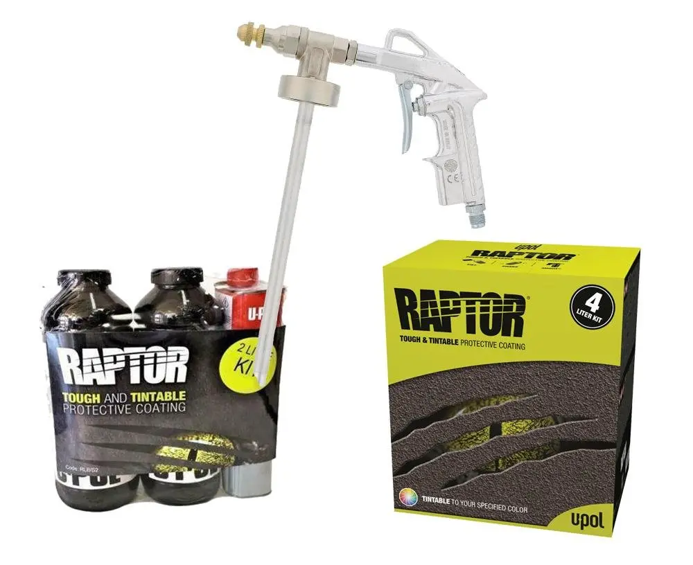 U-Pol Raptor Tintable (Choose Colour) Bed Liner Kit 6L + Vari-Nozzle Spray Gun 1