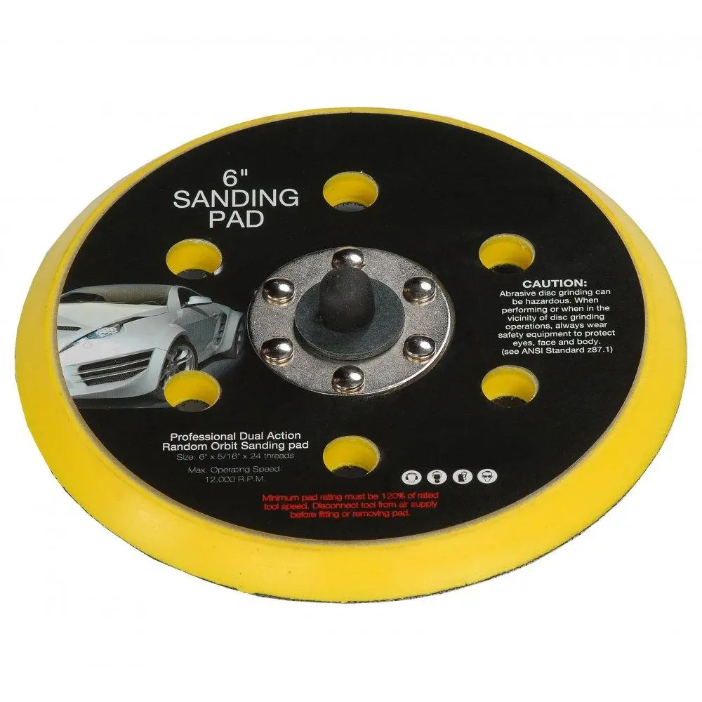 Velocity 6 Hole Random Orbital Backing Hook & Loop Pad 6" 150Mm 5/16" Thread 1