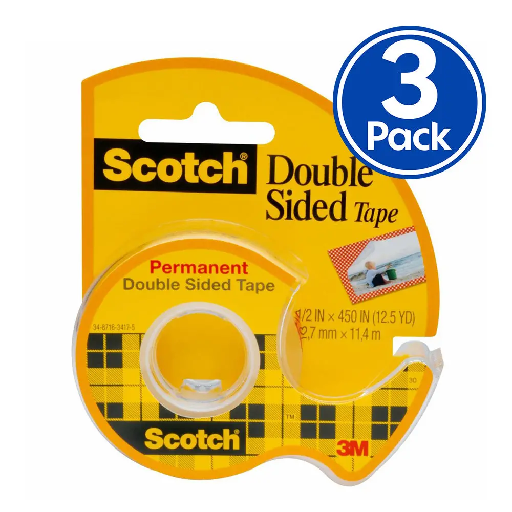 3M Scotch Double Sided Tape 137 With Dispenser 12.7Mm X 11.4M X 3 Pack Rolls 1
